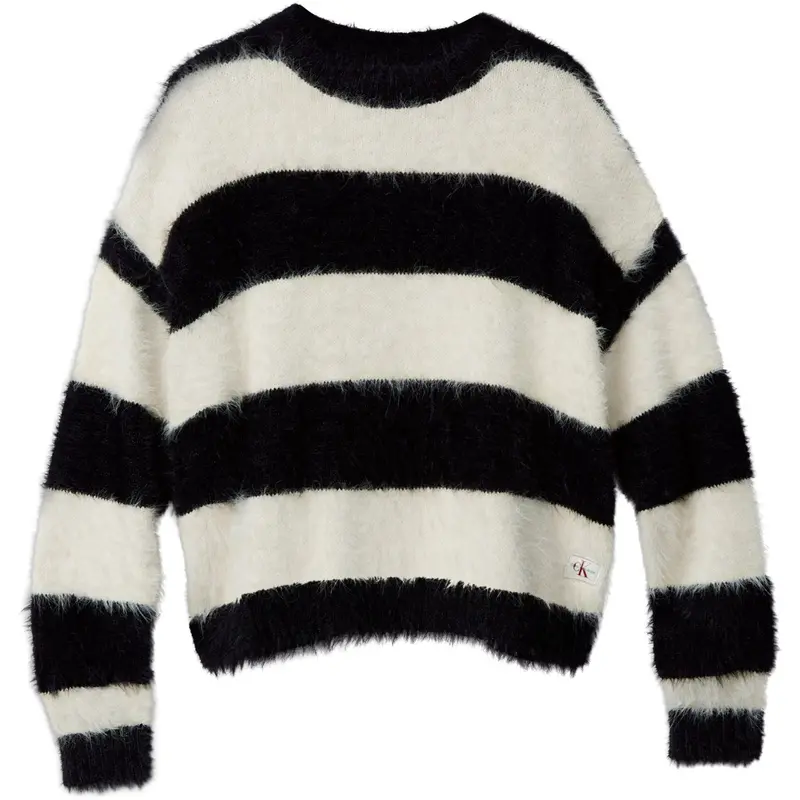 Calvin Klein Whitecap Gray / Ck Black Ck Stripe Cn Sweater 1