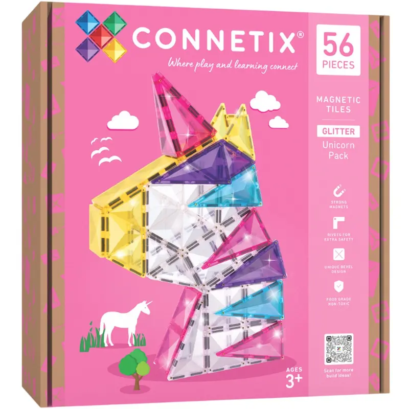 Connetix Multicolour Glitter Unicorn Pack 56 Pcs 1
