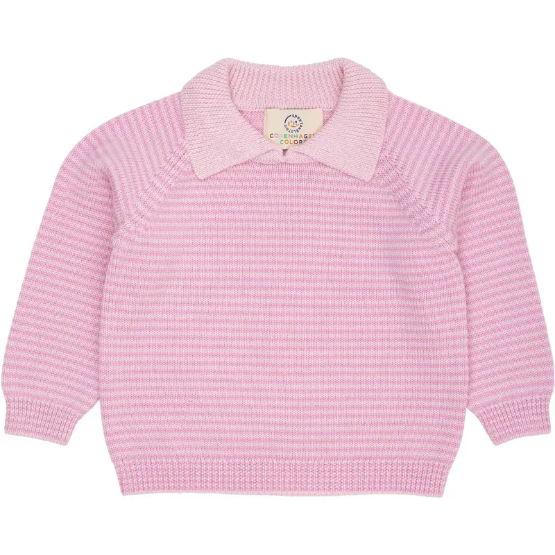 Copenhagen Colors Ballerina/Syringa Stripe Merino Striped Blouse W. Collar 1