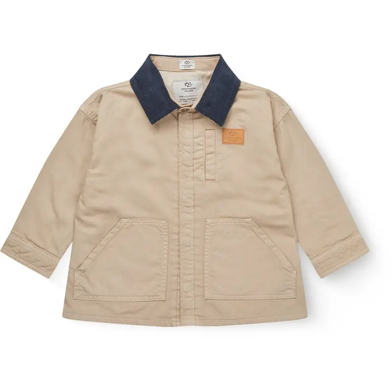 Copenhagen Colors Beige Comb. Twill Jacket W. Corduroy Collar 1
