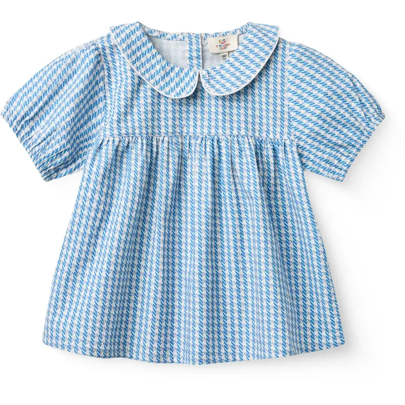 Copenhagen Colors Blue Houndstooth Mini Houndstooth Blouse W. Collar 1