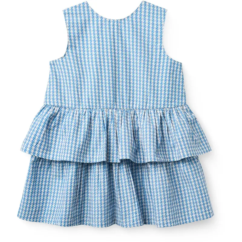 Copenhagen Colors Blue Houndstooth Mini Houndstooth Dress W. Bow 1