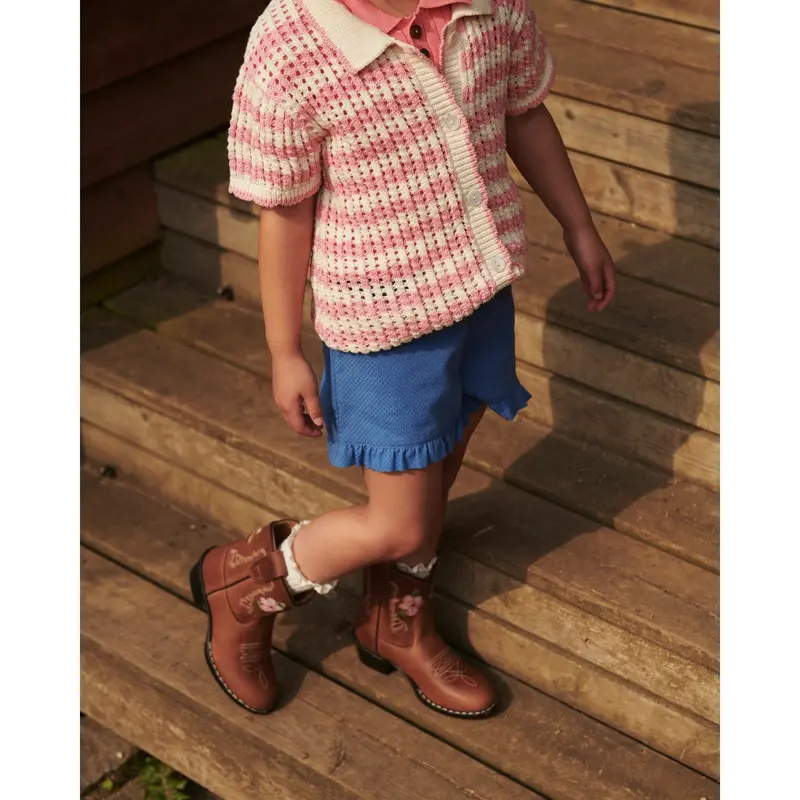 Copenhagen Colors Cognac Leather Limited Cowboy Boot Low - Brown Flower 2