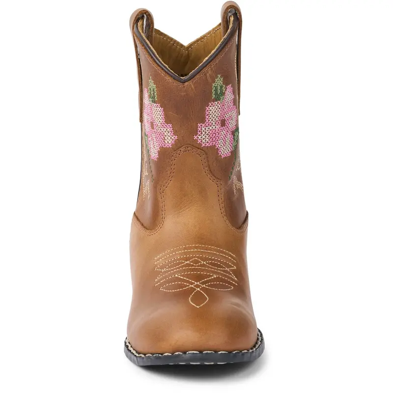 Copenhagen Colors Cognac Leather Limited Cowboy Boot Low - Brown Flower 8