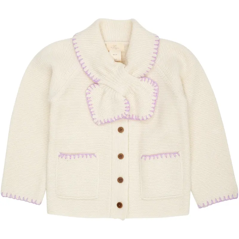 Copenhagen Colors Cream/Lavender Comb Lambswool Cardigan W. Collar 1