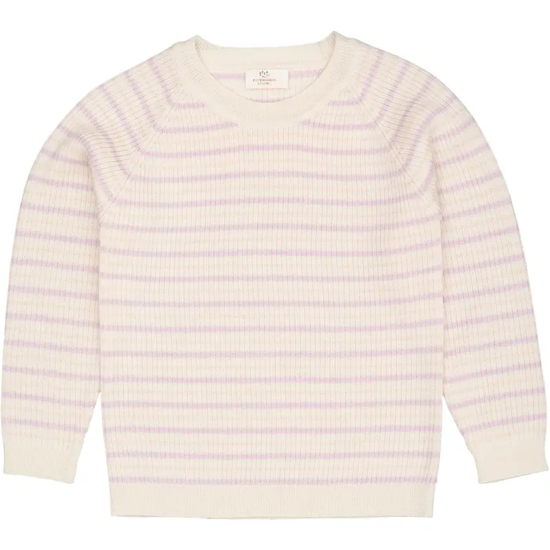 Copenhagen Colors Cream/Lavender/Dusty Rose Combi Merino Classic Rib Blouse 1