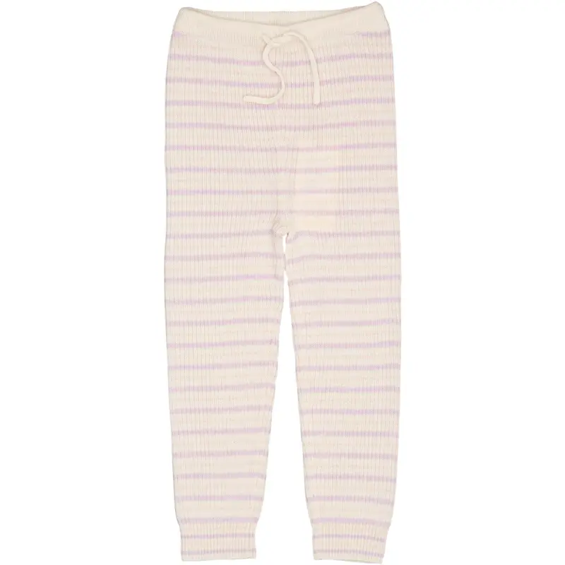 Copenhagen Colors Cream/Lavender/Dusty Rose Combi Merino Classic Rib Leggings W. Drawstrings 1