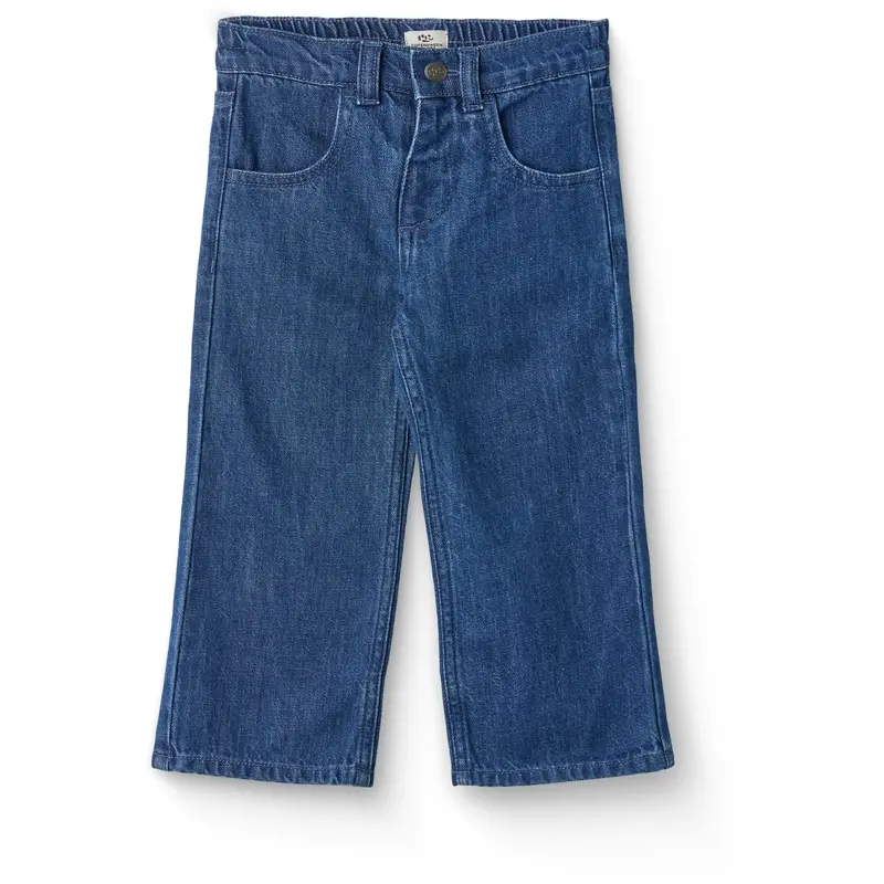 Copenhagen Colors Dark Indigo Blue Washed Organic Denim Pants W. Pocket Embroidery & Wide Leg 1