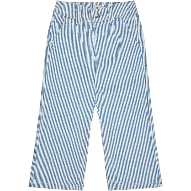 Copenhagen Colors Denim Blue Stripe Y/D Twill Pant W. Wide Leg And Embroidery 1