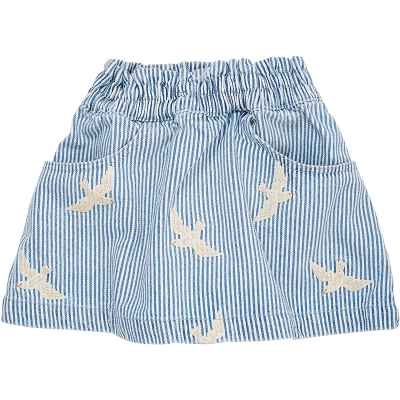 Copenhagen Colors Denim Blue Stripe Y/D Twill Skirt W. Embroirdey 1