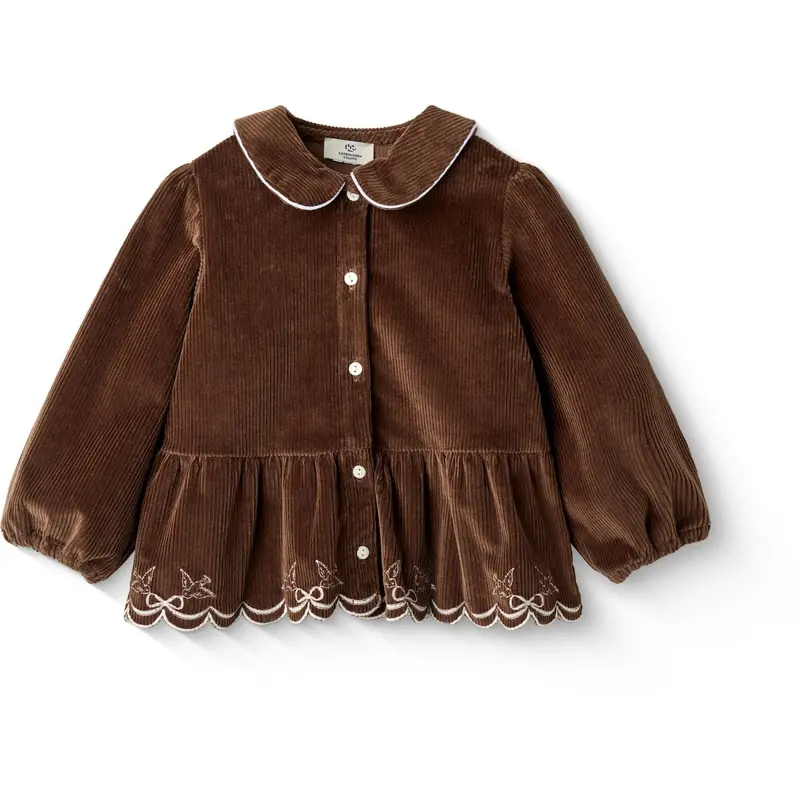 Copenhagen Colors Dk Brown Comb Corduroy Blouse W. Emb. 1