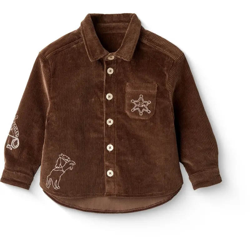 Copenhagen Colors Dk Brown Comb Corduroy Overshirt W. Emb. 1