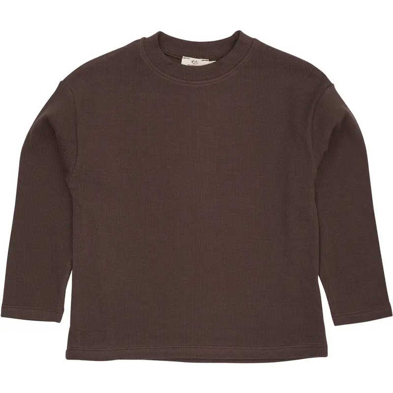 Copenhagen Colors Dk Brown Modal Rib Ls Blouse W. Drop Shoulder 1