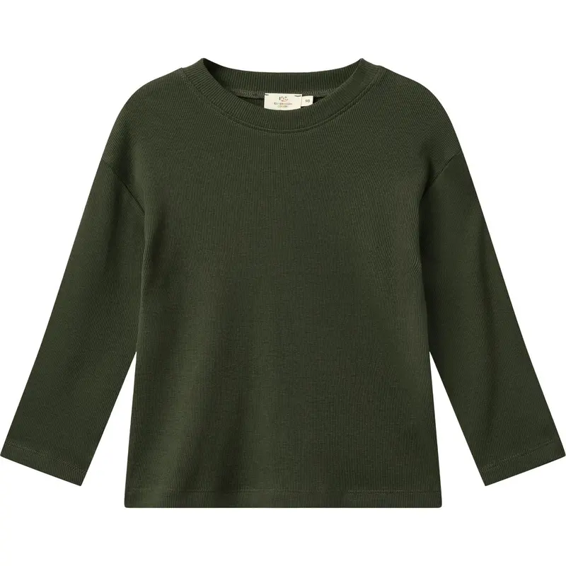 Copenhagen Colors Dk Green Modal Rib Ls Blouse W. Drop Shoulder 1