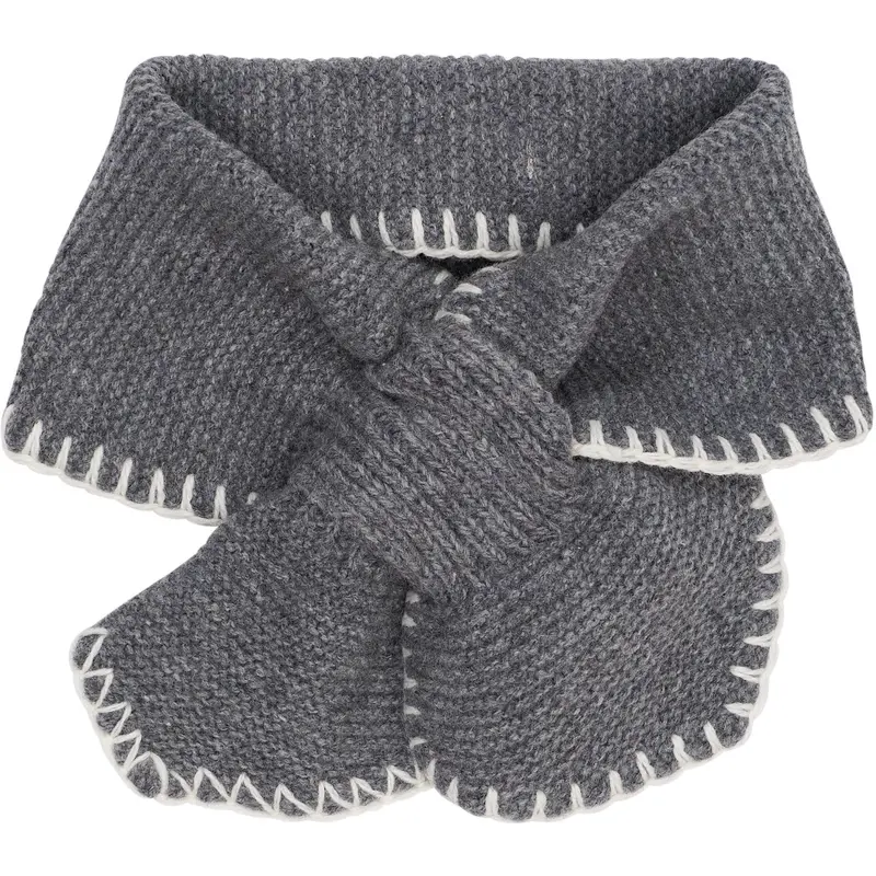 Copenhagen Colors Dk Grey/Cream Comb. Lambswool Bow Scarf 1