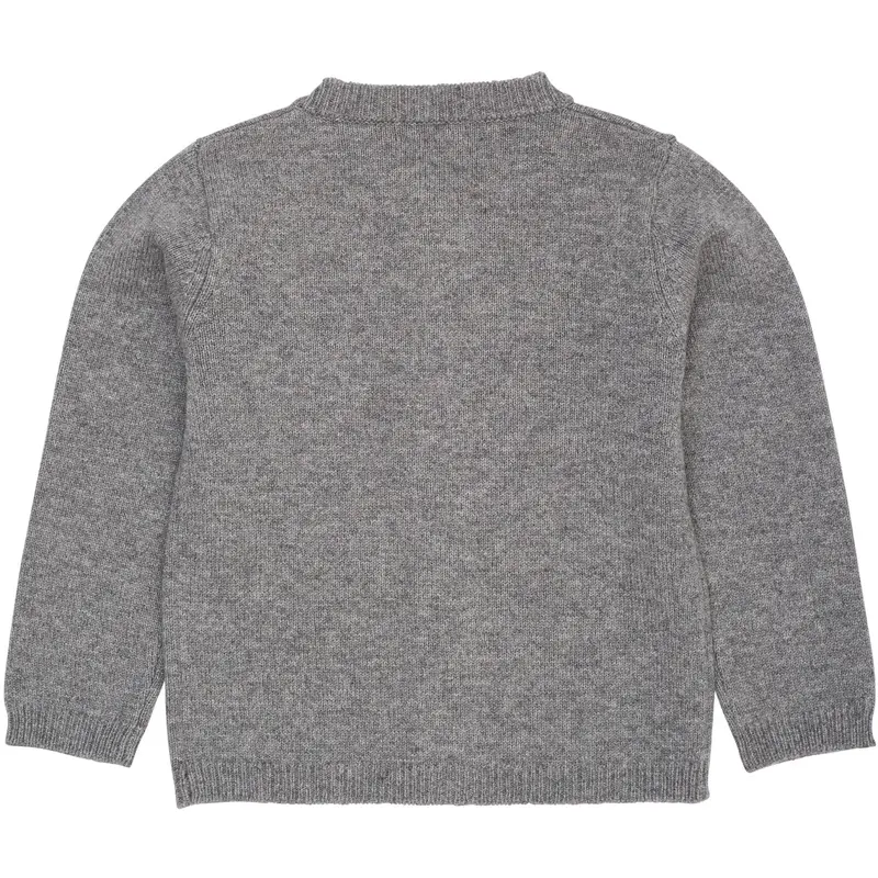 Copenhagen Colors Dk Grey Mel./Cream Comb. Cashmere Cardigan W. Poplin Bow 3
