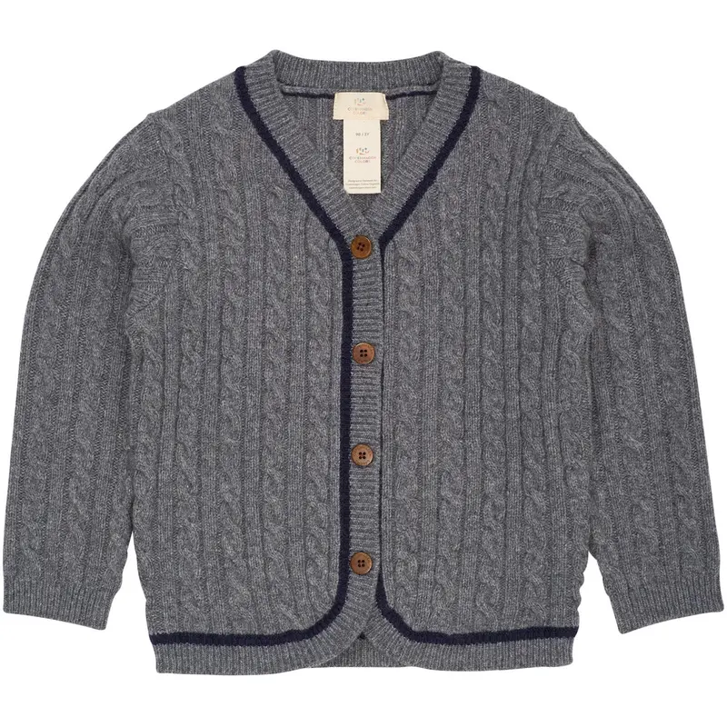 Copenhagen Colors Dk Grey/Navy Comb. Lambswool Grandad Cardigan 1