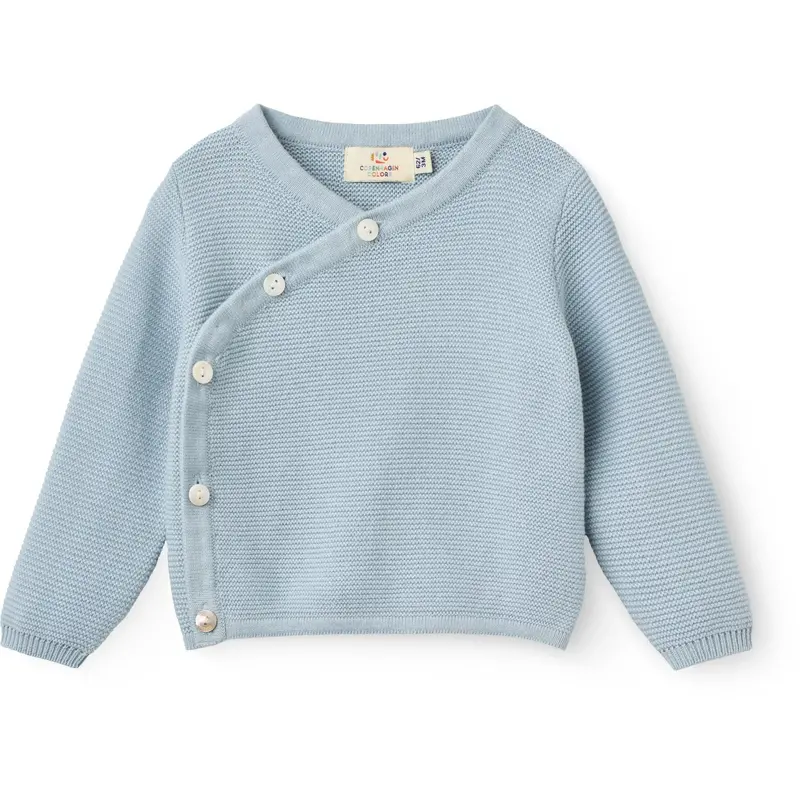 Copenhagen Colors Dusty Blue Baby Cross-Over Cardigan 1