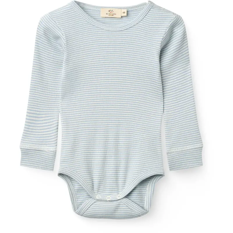 Copenhagen Colors Dusty Blue/Cream Stripe Modal Rib Ls Body 1