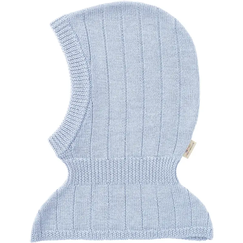 Copenhagen Colors Dusty Blue Merino Rib Knitted Balaclava 1