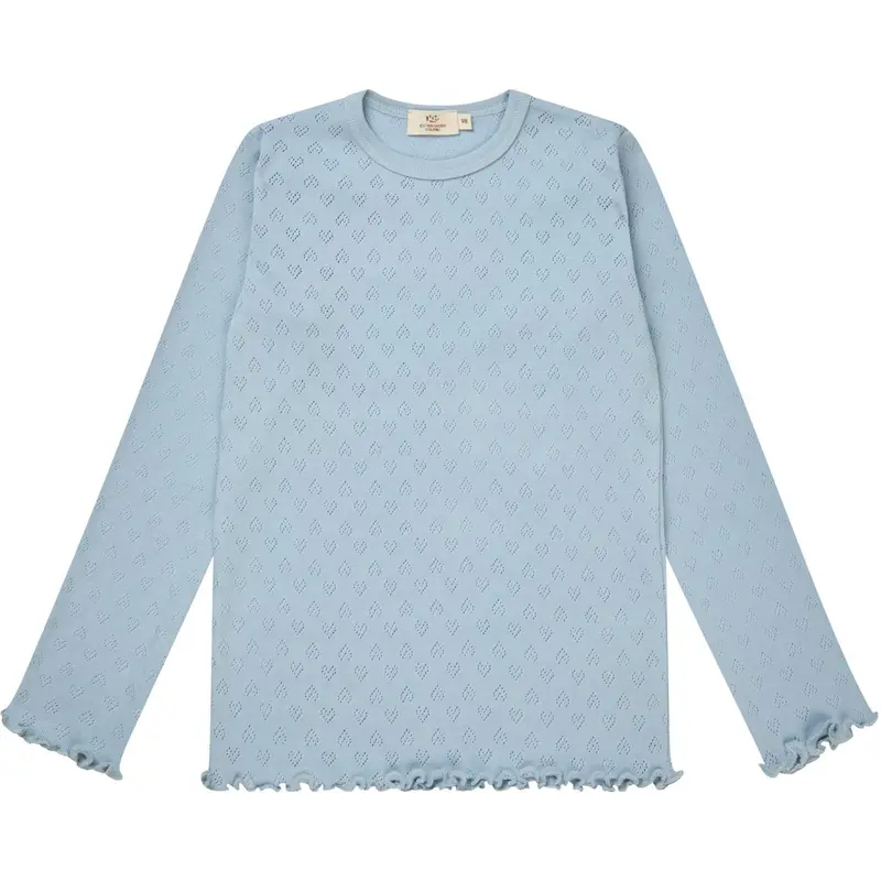 Copenhagen Colors Dusty Blue Pointelle Heart Ls Tee 1