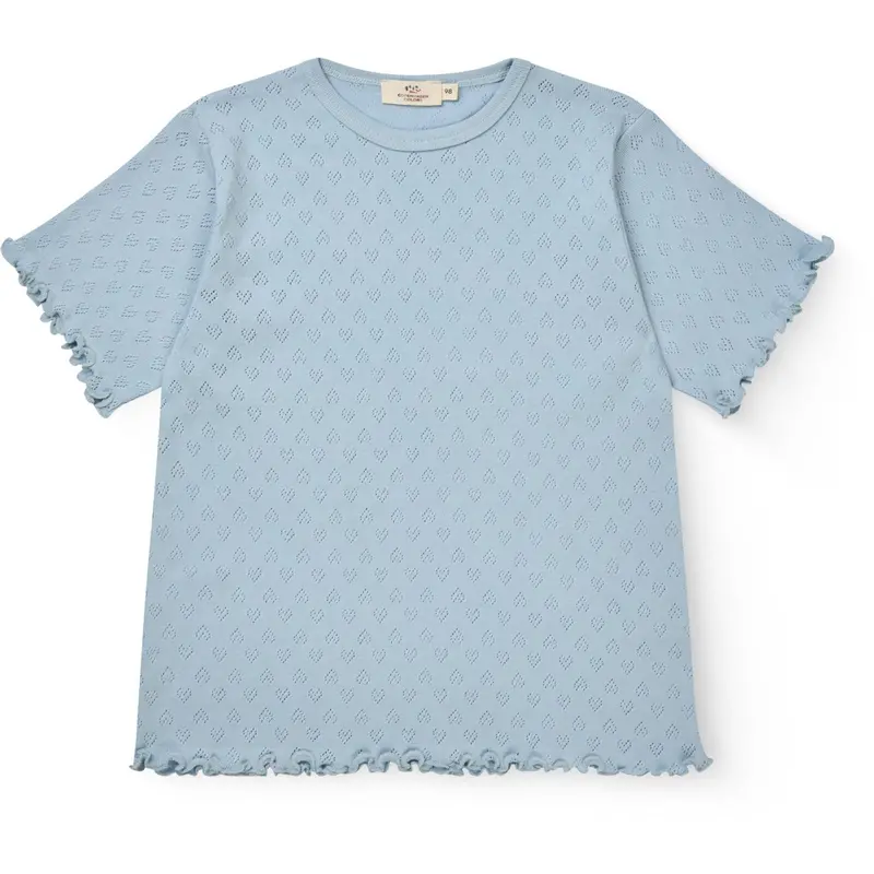 Copenhagen Colors Dusty Blue Pointelle Heart T-Shirt 1