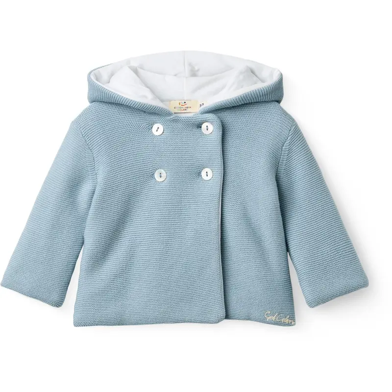 Copenhagen Colors Dusty Blue W Cream Cotton Baby Jacket W. Hood 1
