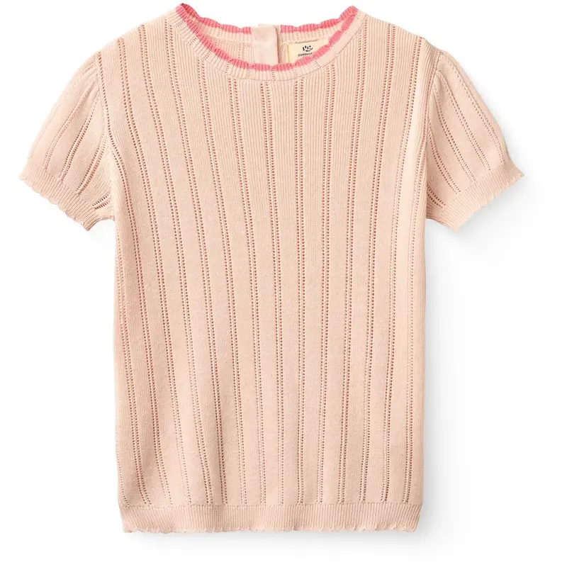 Copenhagen Colors Dusty Rose Knitted Pointelle Ss Blouse 1