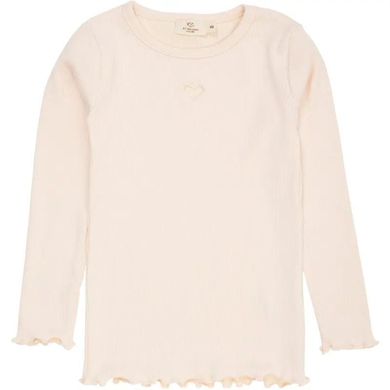 Copenhagen Colors Dusty Rose Modal Rib Ls Tee W. Heart Hole Pattern 1
