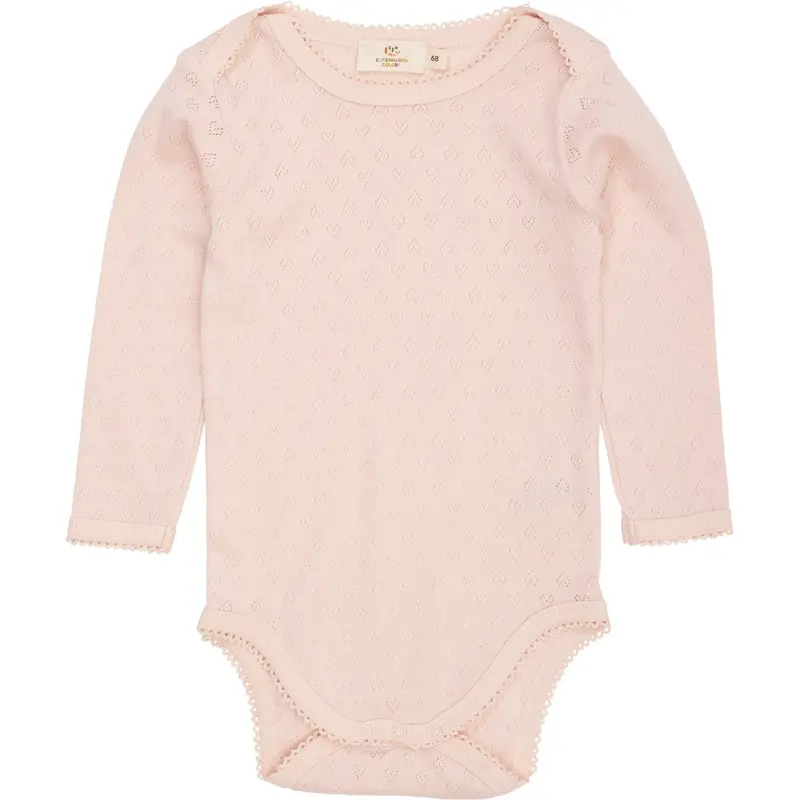 Copenhagen Colors Dusty Rose Pointelle Heart Lapneck Body Ls 1