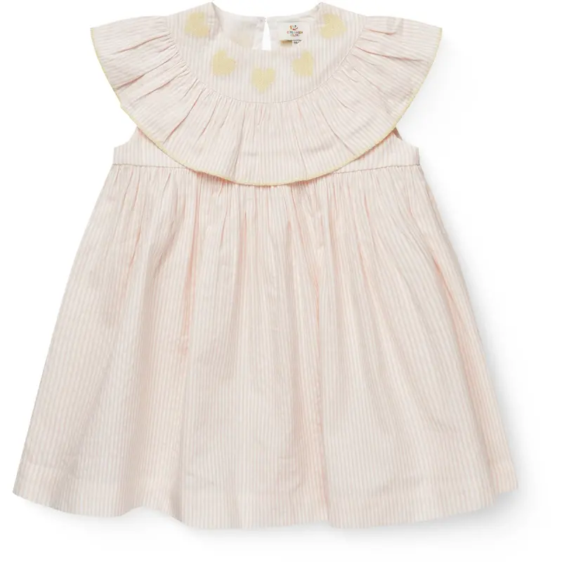 Copenhagen Colors Dusty Rose W Cream Stripe W Yellow Seersucker Dress W. Heart 1