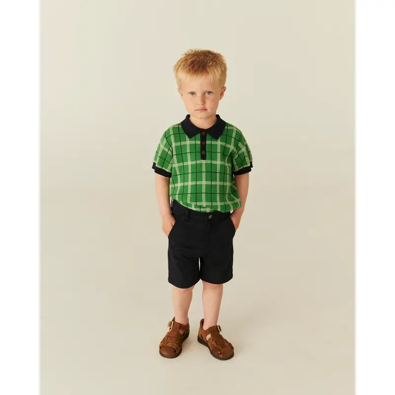 Copenhagen Colors Green Comb. Knitted Checkered Polo 2
