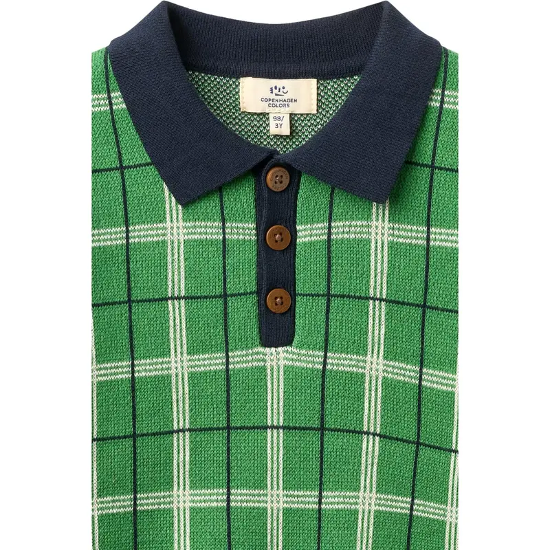 Copenhagen Colors Green Comb. Knitted Checkered Polo 4