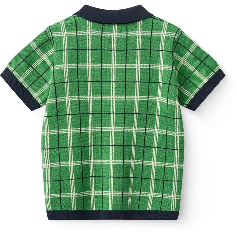 Copenhagen Colors Green Comb. Knitted Checkered Polo 5