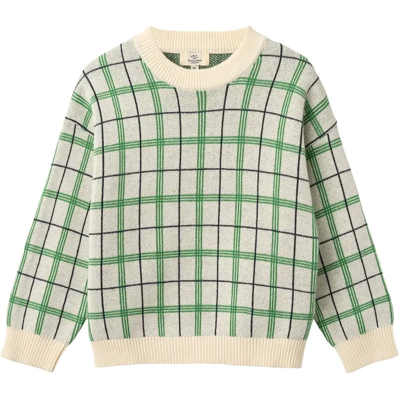 Copenhagen Colors Green Comb. Knitted Jacquard Check Blouse 1