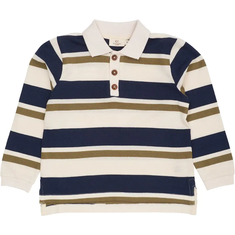Copenhagen Colors Green Combi Striped Pique Polo Blouse 1