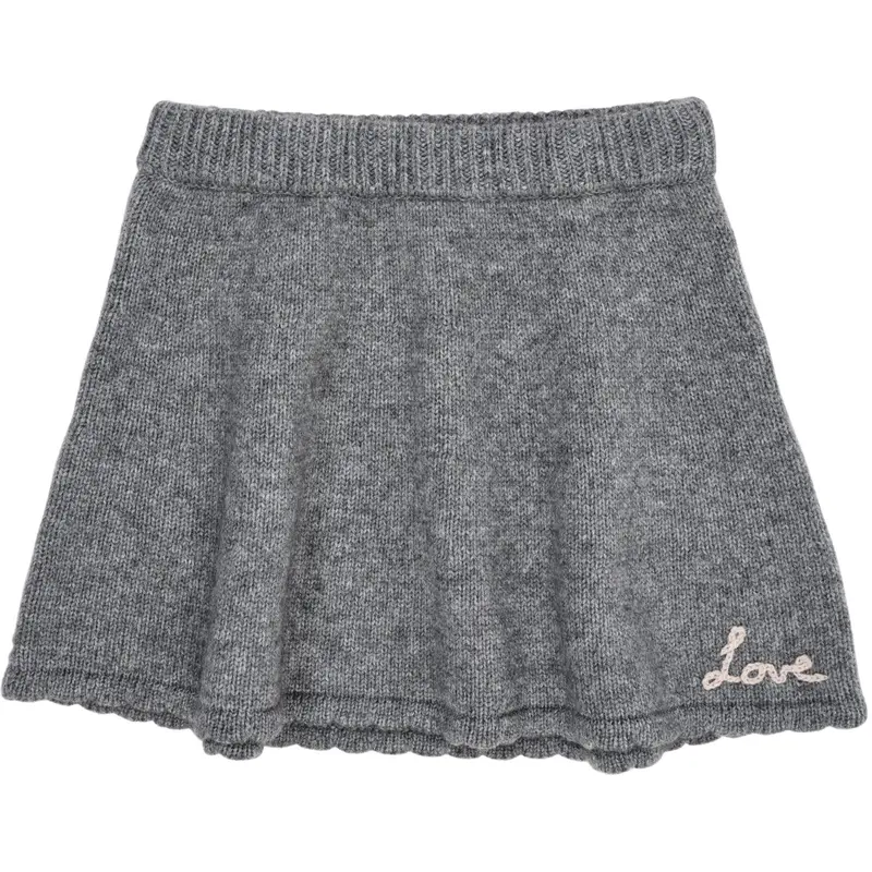 Copenhagen Colors Grey Mel Cashmere Skirt W. Emb 1