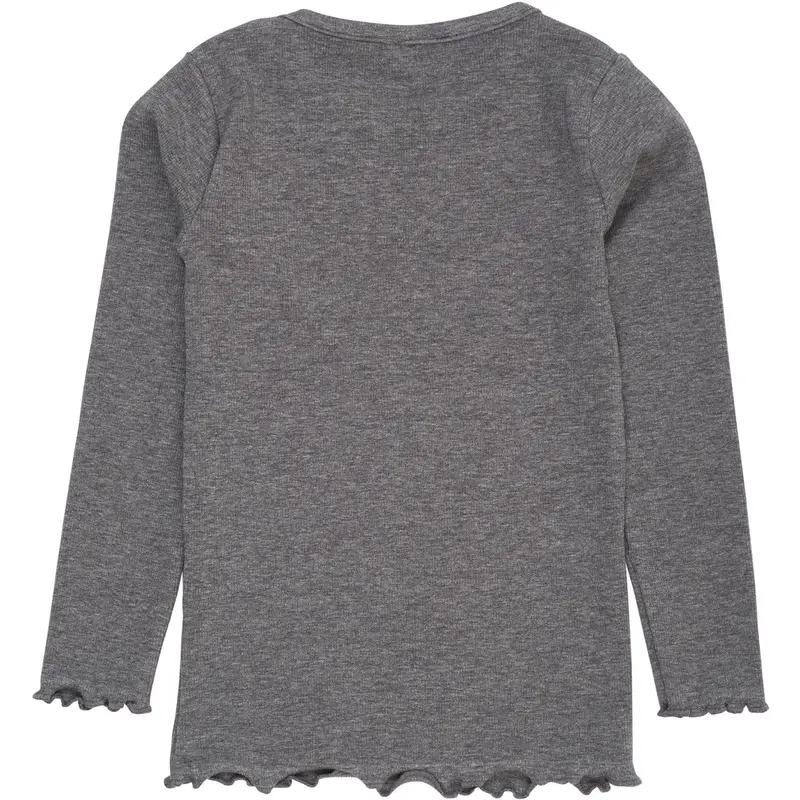 Copenhagen Colors Grey Mel Modal Rib Ls Tee W. Heart Hole Pattern 2