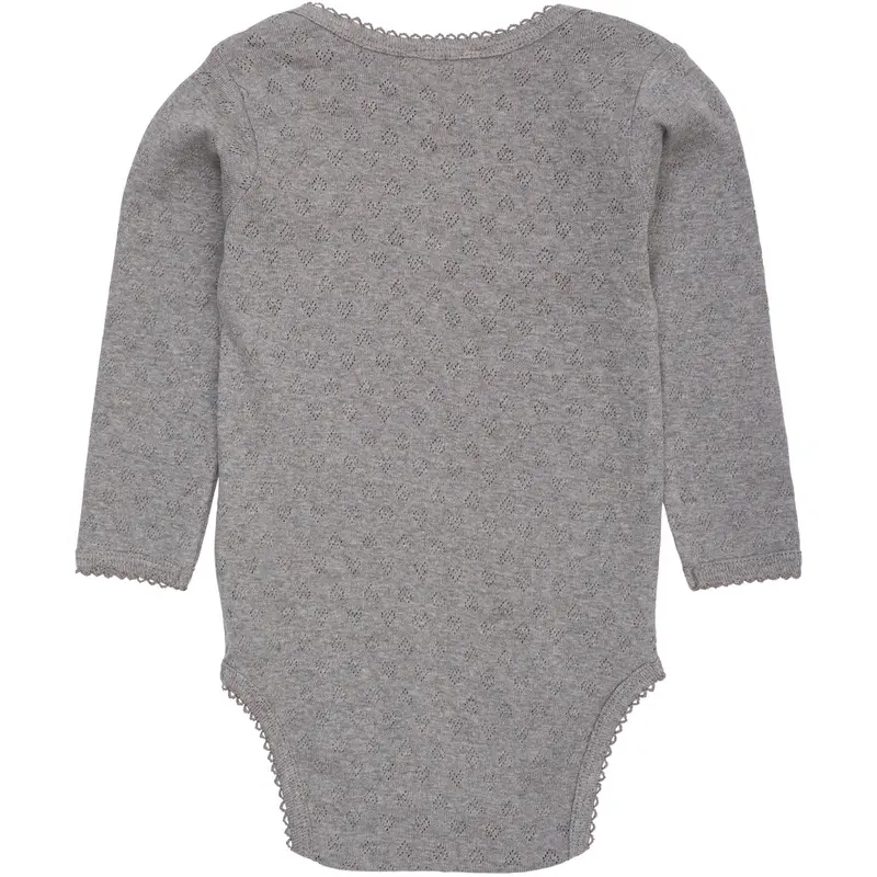 Copenhagen Colors Grey Mel. Pointelle Heart Lapneck Body Ls 2