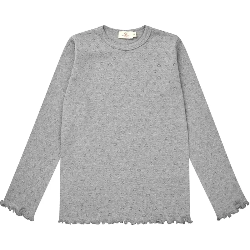 Copenhagen Colors Grey Mel. Pointelle Heart Ls Tee 1
