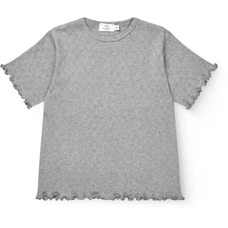 Copenhagen Colors Grey Mel. Pointelle Heart T-Shirt 1