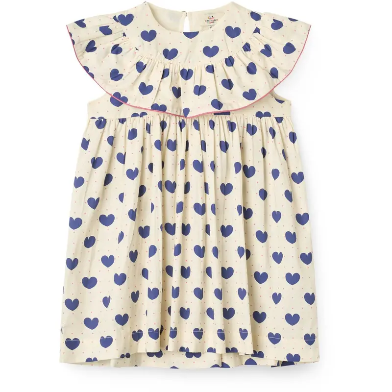 Copenhagen Colors Heart Aop Ocean X Luksusbaby Heart And Dots Dress W. Frill 1