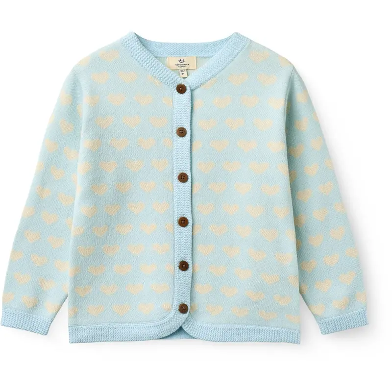 Copenhagen Colors Ice Blue Comb Heart Cardigan W. Crochet Edge 1