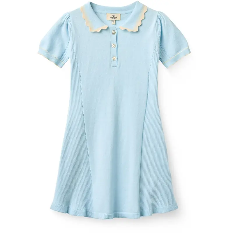 Copenhagen Colors Ice Blue Comb Knitted Peplum Dress 1