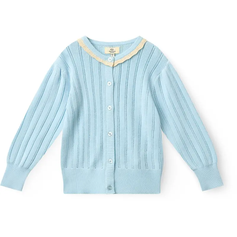 Copenhagen Colors Ice Blue/Cream Comb. Knitted Pointelle Cardigan 1