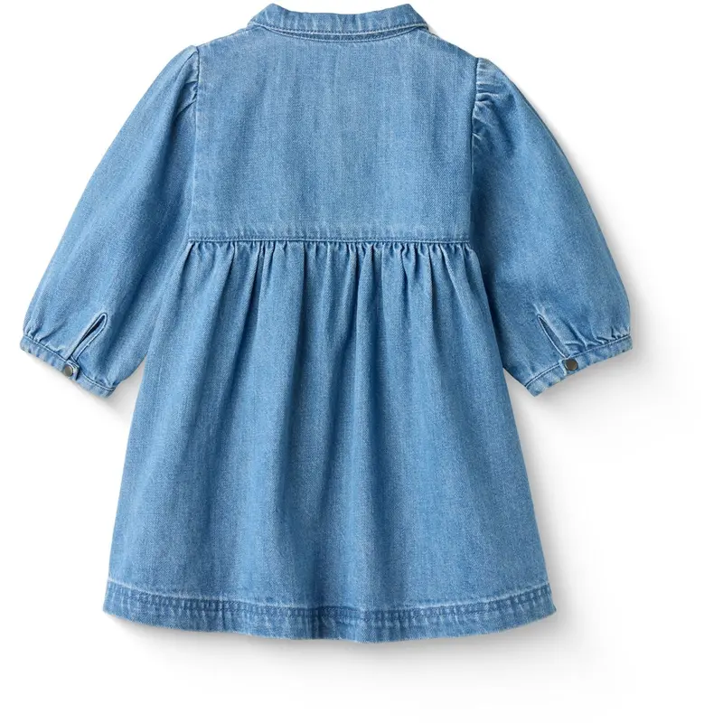 Copenhagen Colors Indigo Blue Washed Organic Denim Dress W. Puff Sleeves 6