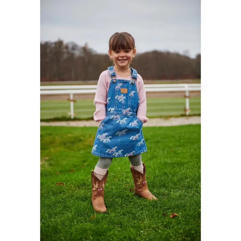 Copenhagen Colors Indigo Blue Washed W Unicorn Organic Denim Spencer Dress W. Unicorn Print 2