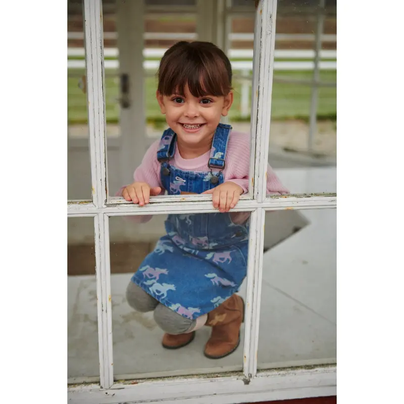 Copenhagen Colors Indigo Blue Washed W Unicorn Organic Denim Spencer Dress W. Unicorn Print 3