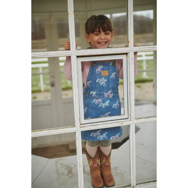 Copenhagen Colors Indigo Blue Washed W Unicorn Organic Denim Spencer Dress W. Unicorn Print 4