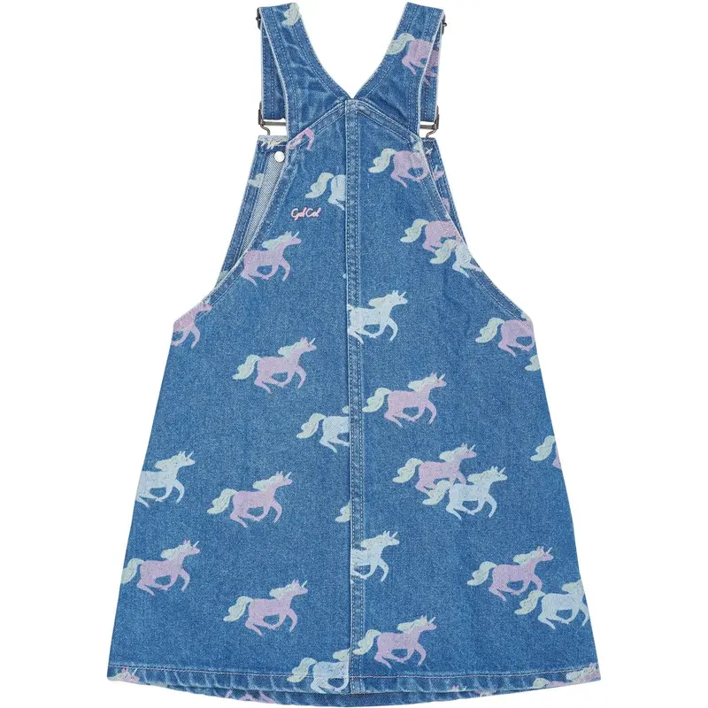 Copenhagen Colors Indigo Blue Washed W Unicorn Organic Denim Spencer Dress W. Unicorn Print 5